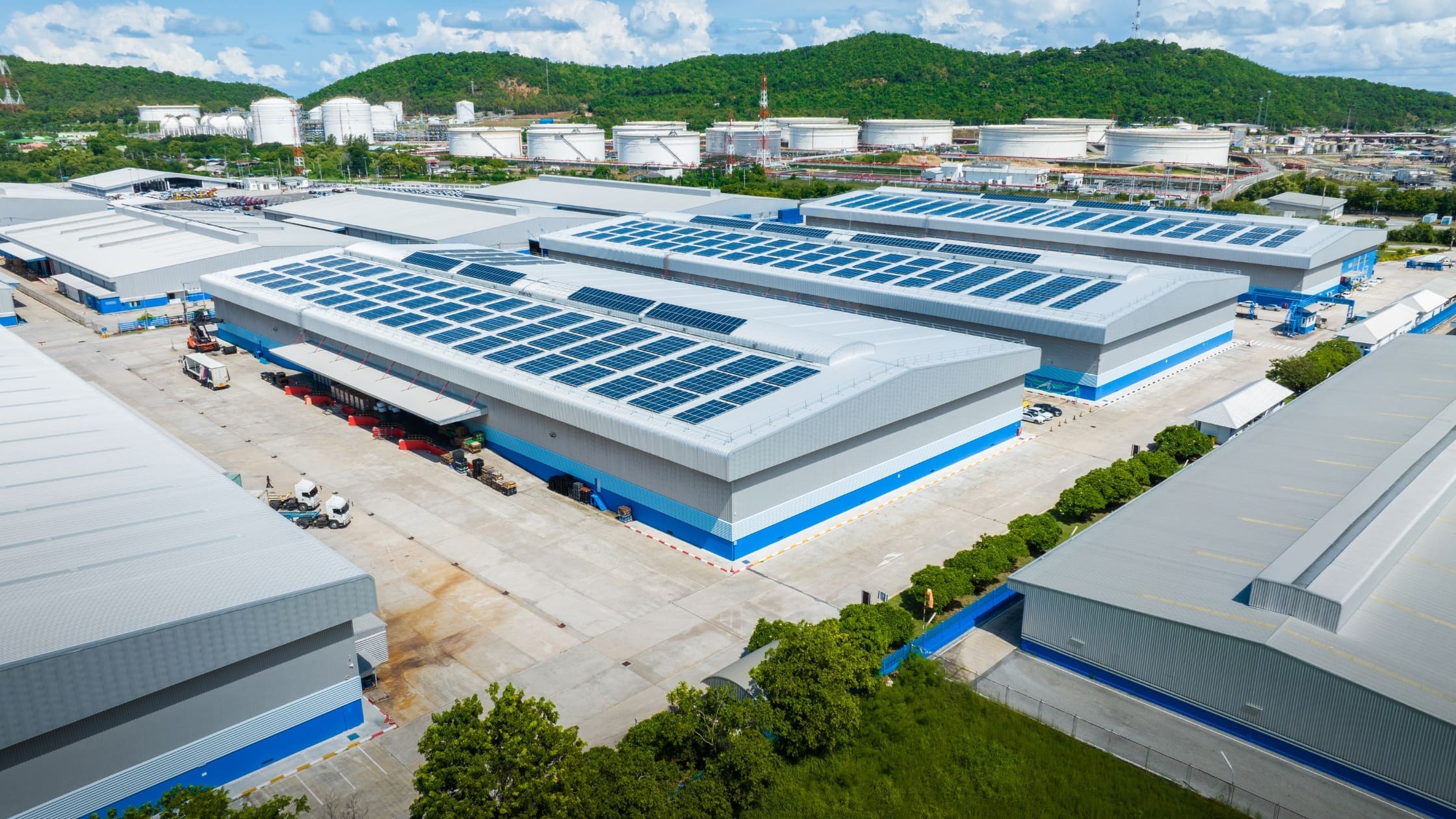 renewable energy solar panels on business unit